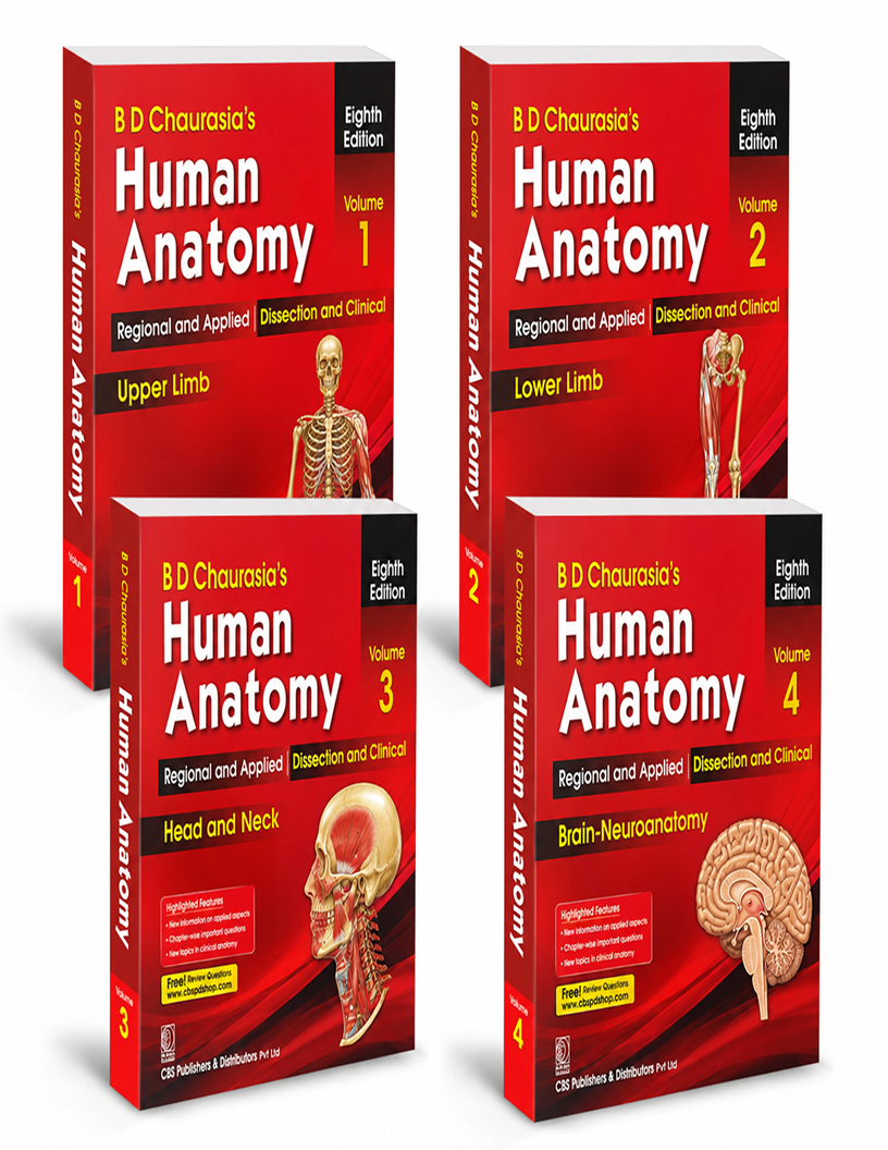 BSc in Health Technology Book 1st Year BD Chaurasia's Human Anatomy (Set of Vols 1, 2, 3, and 4