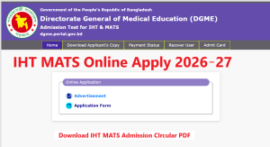 IHT MATS Online Apply 2026-27